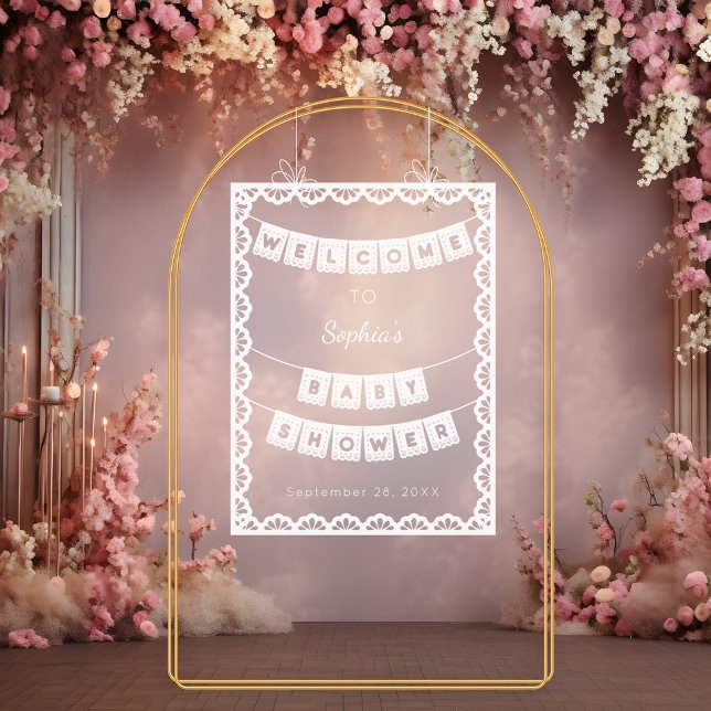 Señal Acrílica Baby Shower de bienvenida de Papel Picado (Subido por el creador)