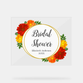 Señal Acrílica Baby Shower de Florales de Otoño