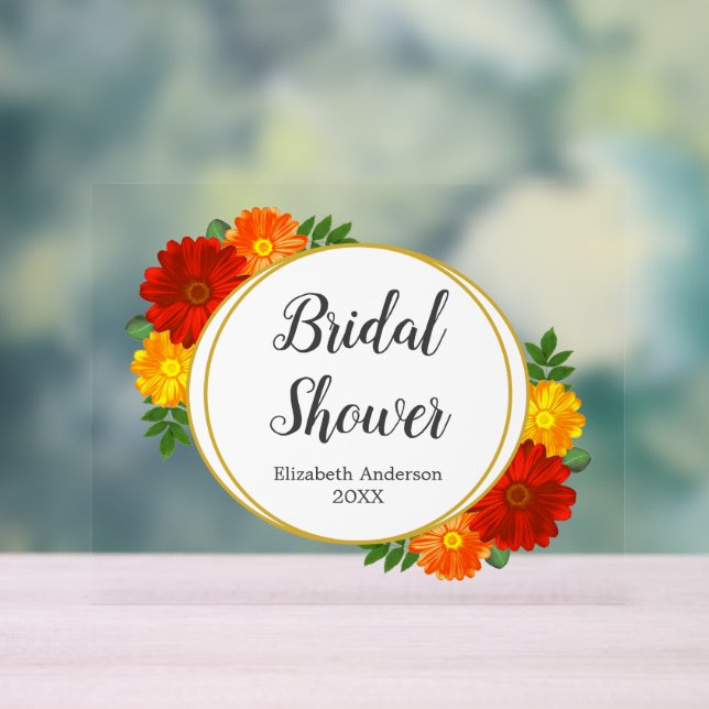 Señal Acrílica Baby Shower de Florales de Otoño (Neutral )