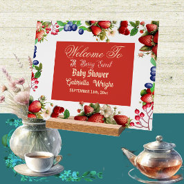 Señal Acrílica Baby Shower de fresa roja | Blue Berry Sweet Cute