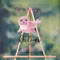 Baby Shower de sellos rosados de color de agua