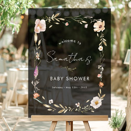 Señal Acrílica Baby Shower Floral Boho