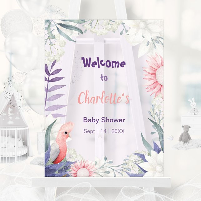 Señal Acrílica Baby Shower neutro de género de lavanda encantada (Enchanted Lavender Gender-Neutral Baby Shower Acrylic Sign ©Susanne Sachers - Sunny Mind 🌞)