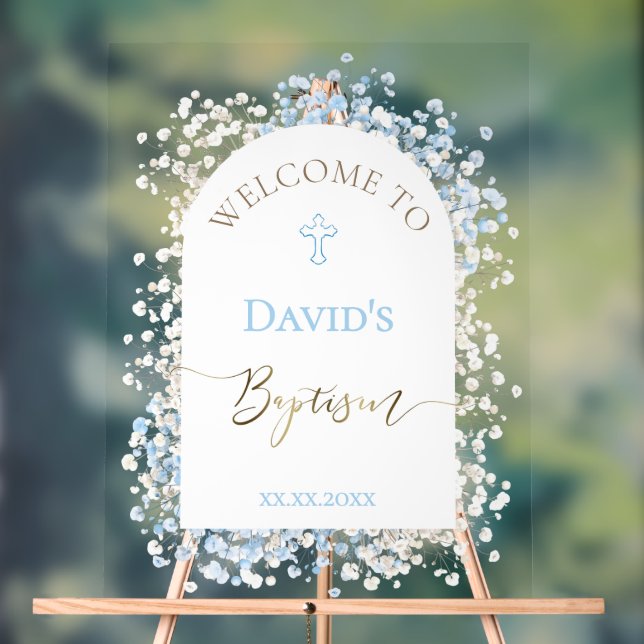 Señal Acrílica Baby's Breath white blue welcome sign (Neutral )