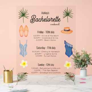 Señal Acrílica Bachelorette Beach Weekend Itinerary