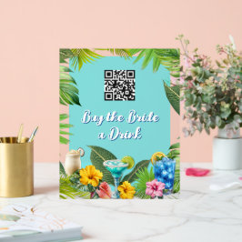 Señal Acrílica Bachelorette Tropical Bar Bridal Party código QR