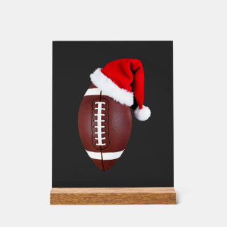Señal Acrílica Balón de Fútbol Americano de Navidad Sombrero de S