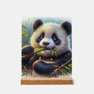 Señal Acrílica Bambú de oso panda adorable