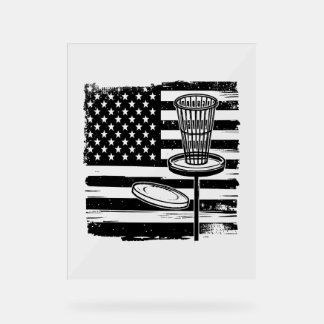 Señal Acrílica Bandera Americana de Golf de Disco