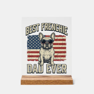 Señal Acrílica Bandera Americana de Papá Frenchie Vintage