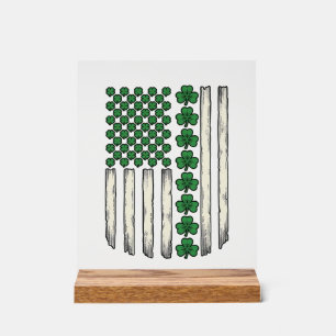 Señal Acrílica Bandera americana de trébol Diseño vectorial vinta