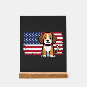 Señal Acrílica Bandera Americana Perro Patriótico Vector