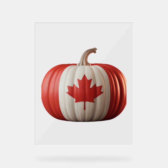 Señal Acrílica Bandera Canadiense Calabaza Maple Leaf Acción de G (Anverso)