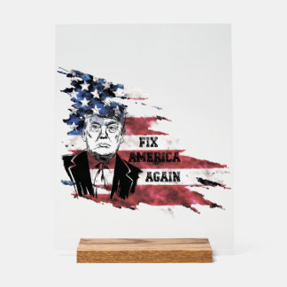 Señal Acrílica Bandera de Estados Unidos. Donald Trump.