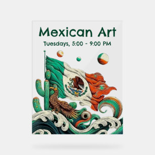 Señal Acrílica Bandera y águila artística mexicana personalizada