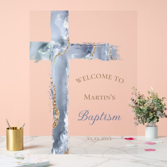 Señal Acrílica Baptism | blue cross welcome sign (Boda)