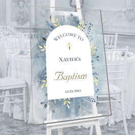 Señal Acrílica Baptism blue foliage clear welcome sign