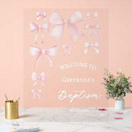 Señal Acrílica Baptismo de arcos rosados bienvenido signo claro