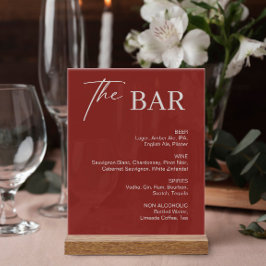 Señal Acrílica Bar Boda de Navidades de Borgoña