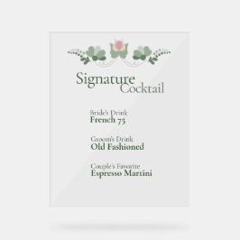 Señal Acrílica Bar de Cóctel de Firma de Boda Personalizado