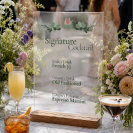 Señal Acrílica Bar de Cócteles de Firma Personalizados para Bodas