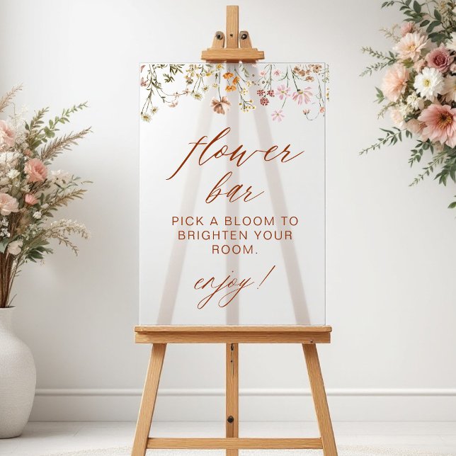 Señal Acrílica Bar de flores Baby Shower Boho Moda Wildflower (Subido por el creador)