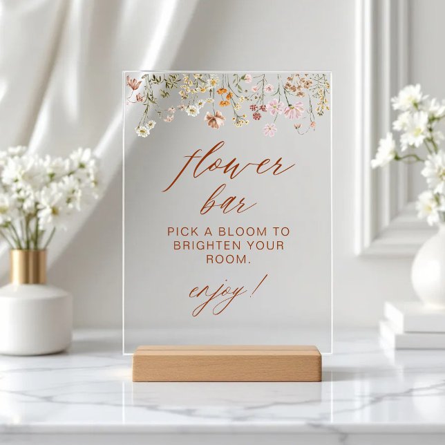 Señal Acrílica Bar de flores Baby Shower Boho Moda Wildflower (Subido por el creador)