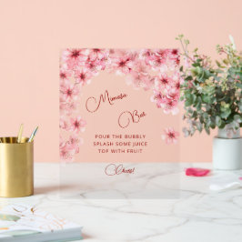 Señal Acrílica Bar de Mimosa de Flor de Cerezo