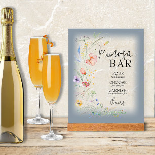 Señal Acrílica Bar de Mimosa para Despedida de Soltera con Flores