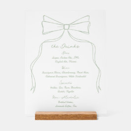 Señal Acrílica Barra Boda blanca y verde dibujada a mano