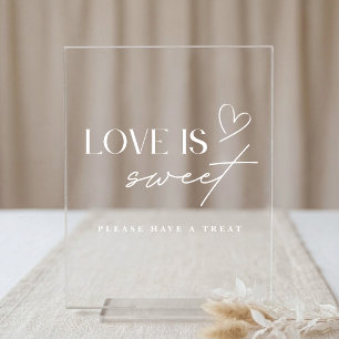 Señal Acrílica Barra de Postres de Boda Minimalista Amor es Dulce