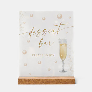 Señal Acrílica Barra de Postres Pearl Prosecco para Despedida de