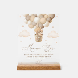 Señal Acrílica Barra Mimosa de Baby Shower Neutral Teddy Bear