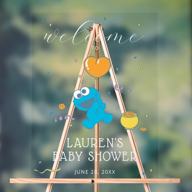 Señal Acrílica Barrio Sésamo | Bienvenida Baby Shower de Cookie M (Neutral )