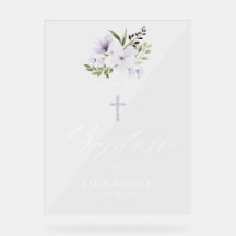 Bautismo floral Christening Elegant Script