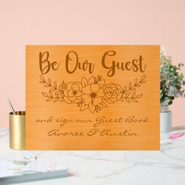 Señal Acrílica Be Our Guest and Sign Our Guestbook Orange Wedding (Boda)