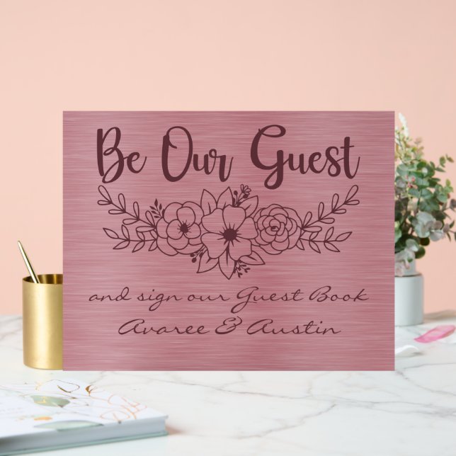 Señal Acrílica Be Our Guest  Sign Our Guestbook Burgundy Wedding (Boda)