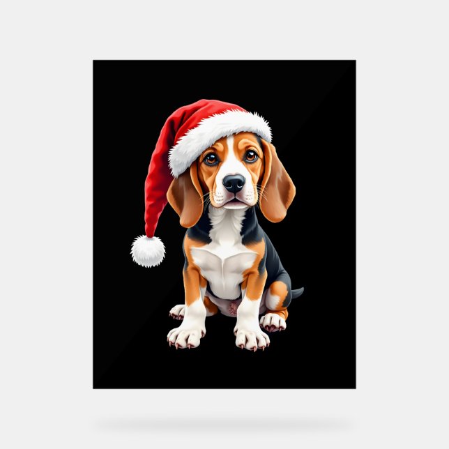 Señal Acrílica Beagle Navidades Perro camiseta de manga larga (Anverso)