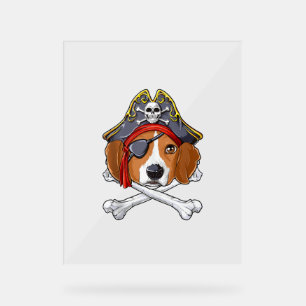 Señal Acrílica Beagle Pirate Costume Jolly Roger Bandera Cruz de