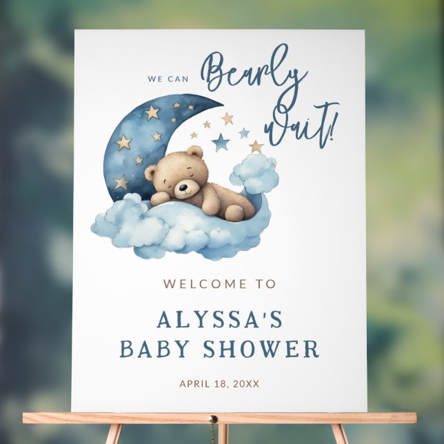 Señal Acrílica Bearly Wait Baby Shower Welcome (Neutral )