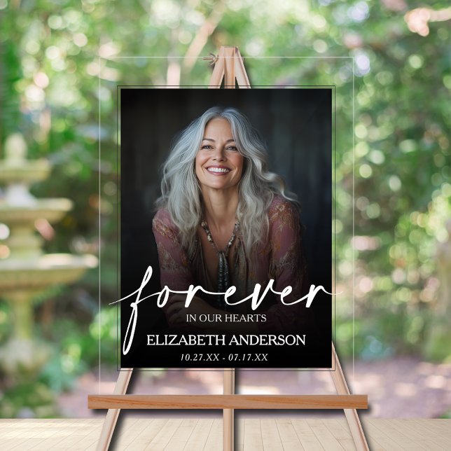 Señal Acrílica Beautiful Forever in our Hearts Photo Memorial (Beautiful Forever in our Hearts photo memorial acrylic sign, choose your size)