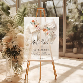 Señal Acrílica Bebé blanco florido en la bienvenida de Baby Showe