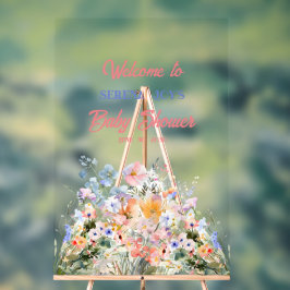 Señal Acrílica Bebé Chica Floral Baby Shower Rótulo acrílico