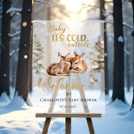 Señal Acrílica Bebé Deer Forest Baby Shower Bienvenidos al Rótulo