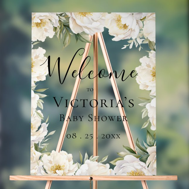 Señal Acrílica Bebé elegante en flor showe (Neutral )