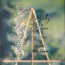 Señal Acrílica Bebé en florines salvajes en flor símbolo de bienv