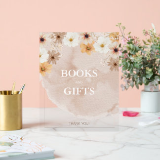 Señal Acrílica Bebé en Rótulo de regalo de acrílico en flor