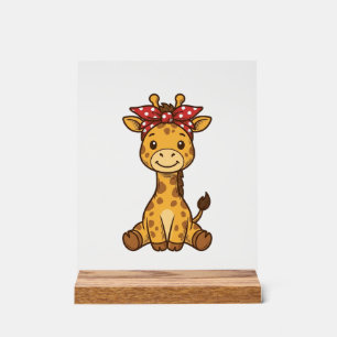 Señal Acrílica Bebé Jirafa Adorable con Diseño Vectorial Vintage 