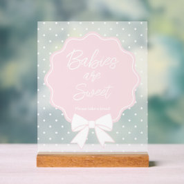 Señal Acrílica Bebé Rosa y Blanco Bow Bebés son dulces