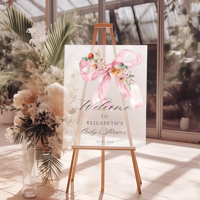 Señal Acrílica Bebé rosado floral en Baby Shower (Subido por el creador)